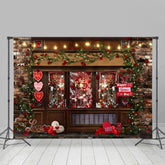 Aperturee - Red Floral Shop Brick Wall Valentines Day Backdrop